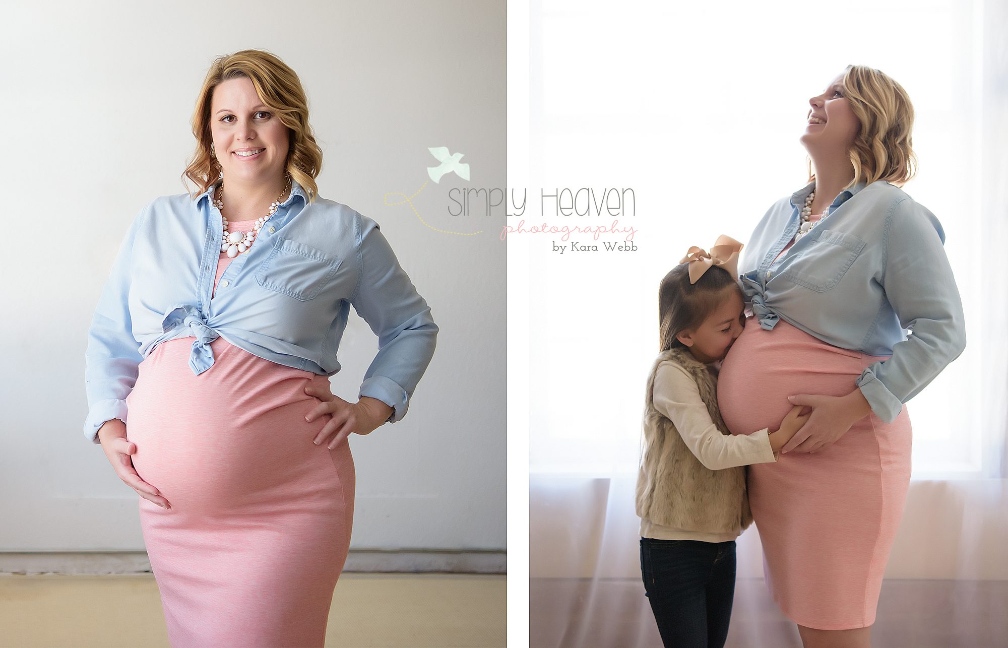 mom holding daughter during maternity session