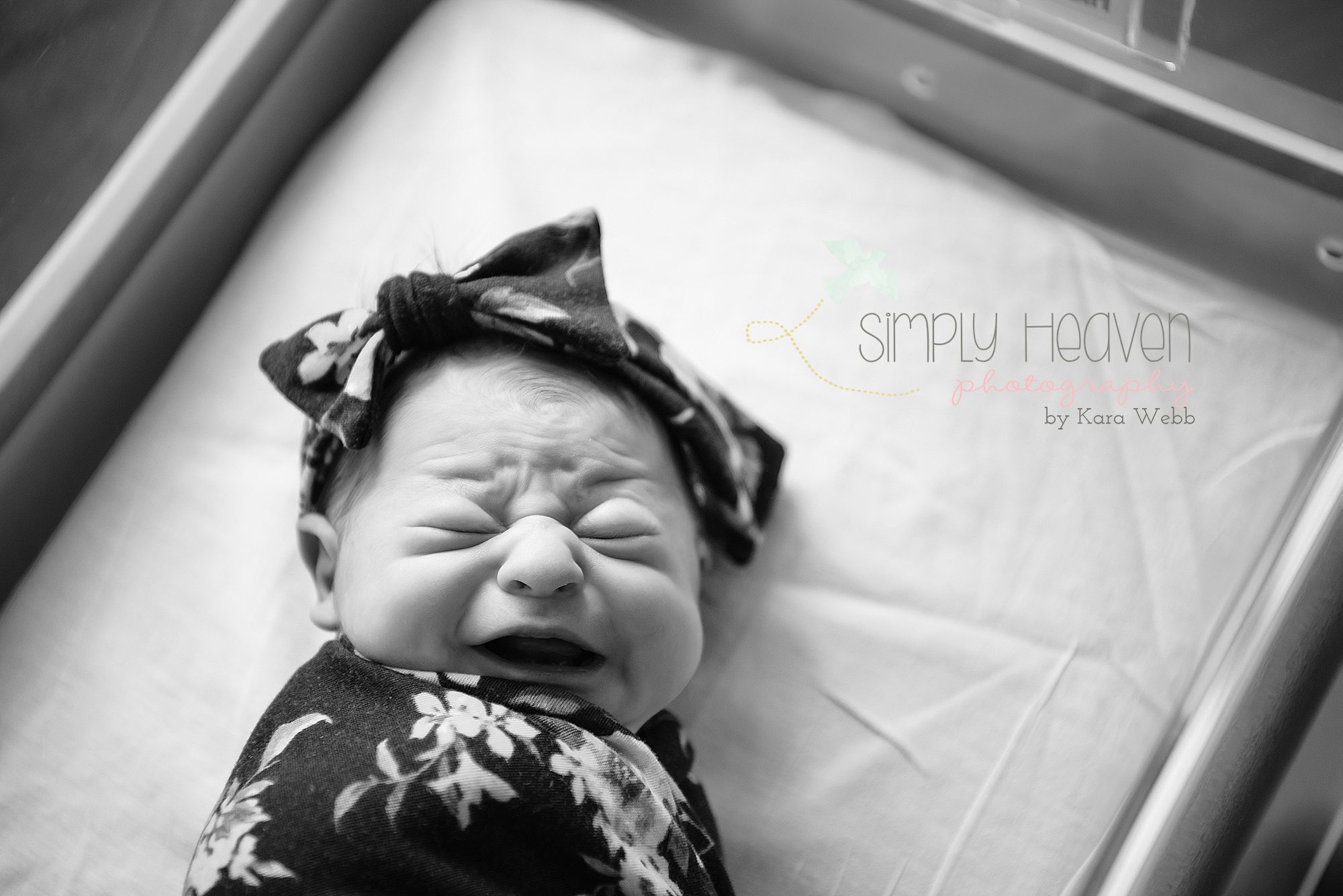 fayetteville fresh48 picture of a newborn baby girl swaddled and crying