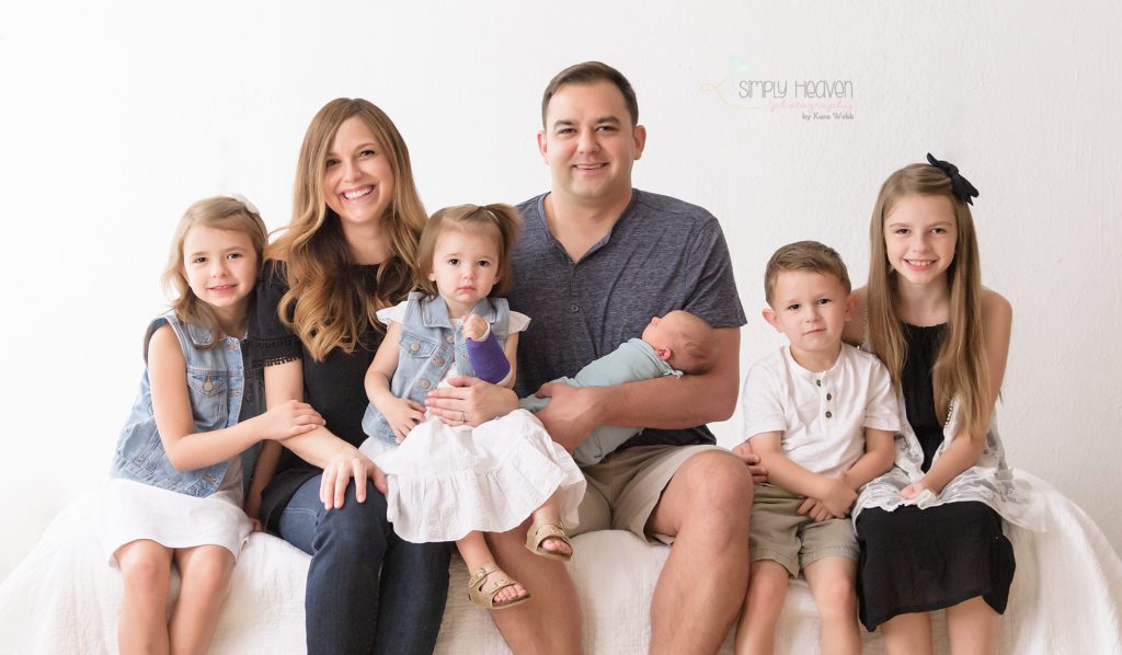 family of five during a newborn session